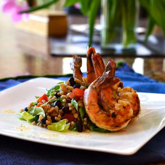 Mexican Rice Salad & Adobo Shrimp