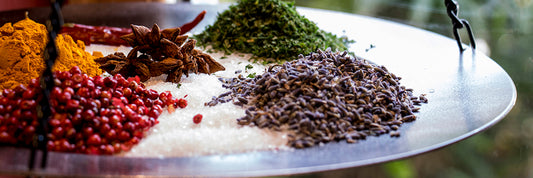 Colorful Spices on Silver Platter