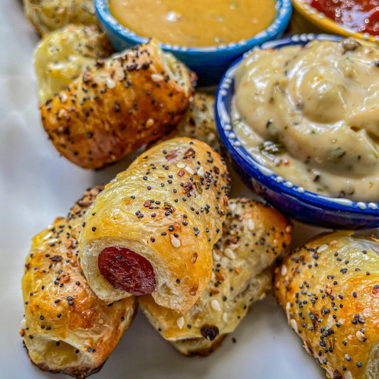 Puff Pastry Pigs in a Blanket w. Dipping Sauces