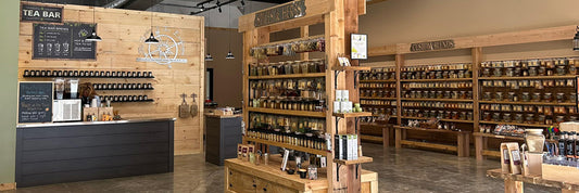 Spices and tea bar in a spices and tea shop.