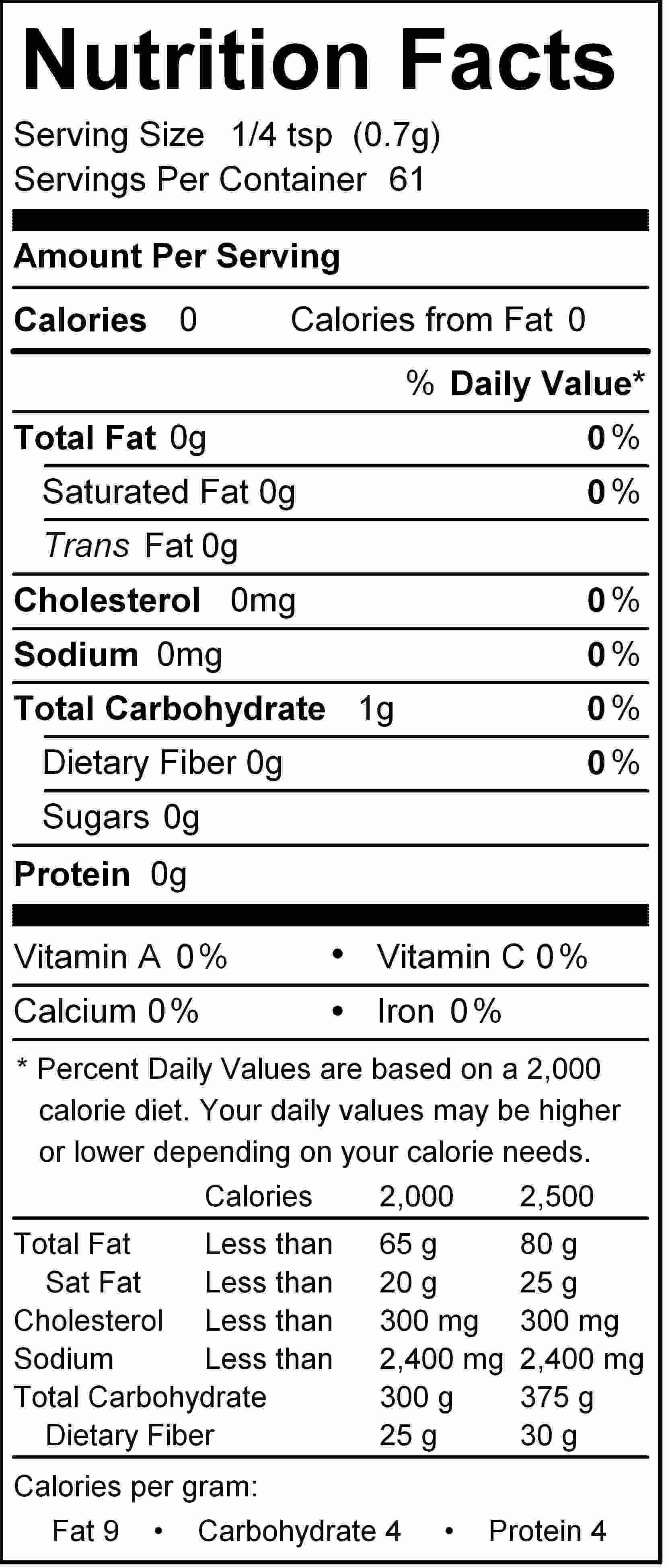 4 Peppercorn Spice Blend - nutrition facts