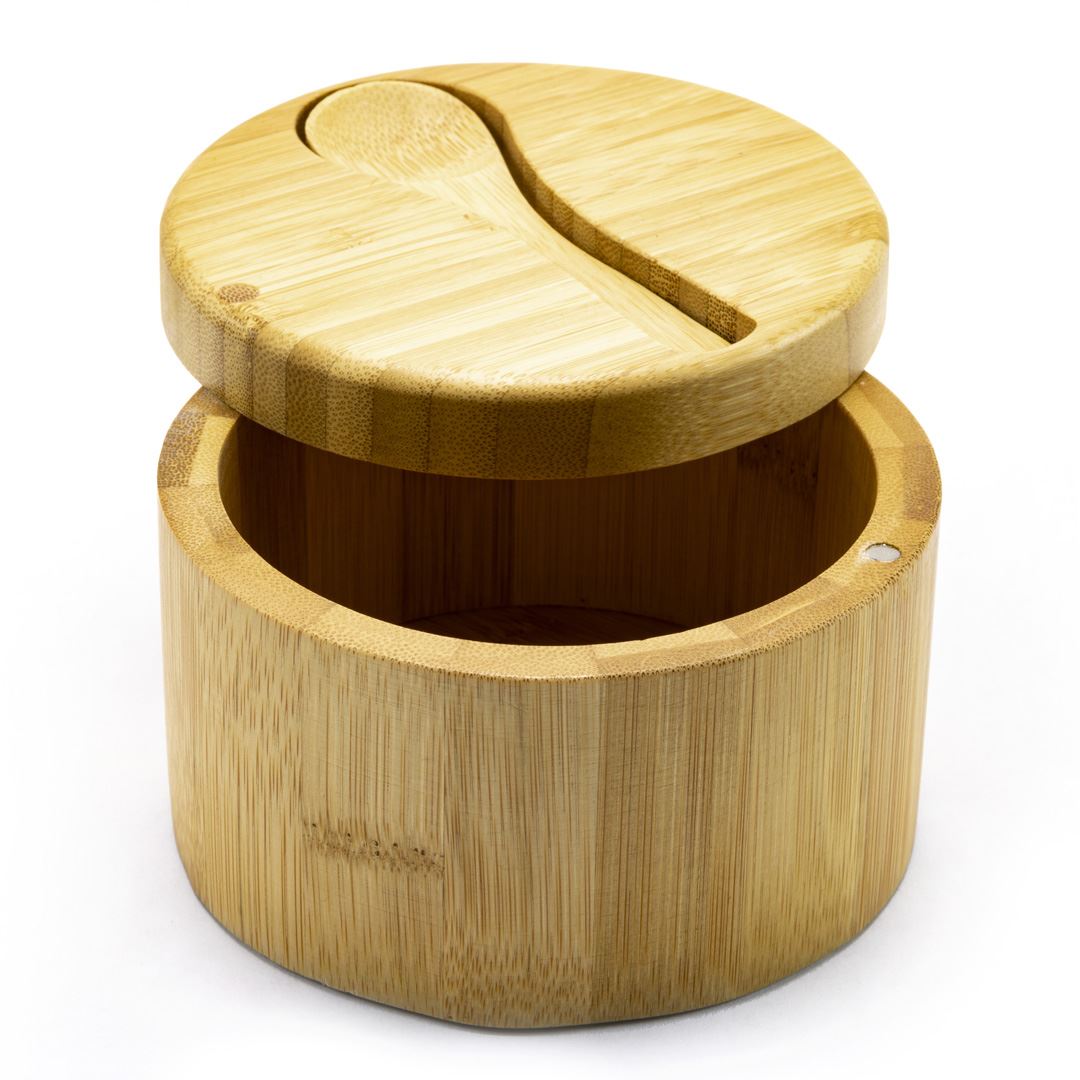 Bamboo Salt Box w Magnetic Spoon