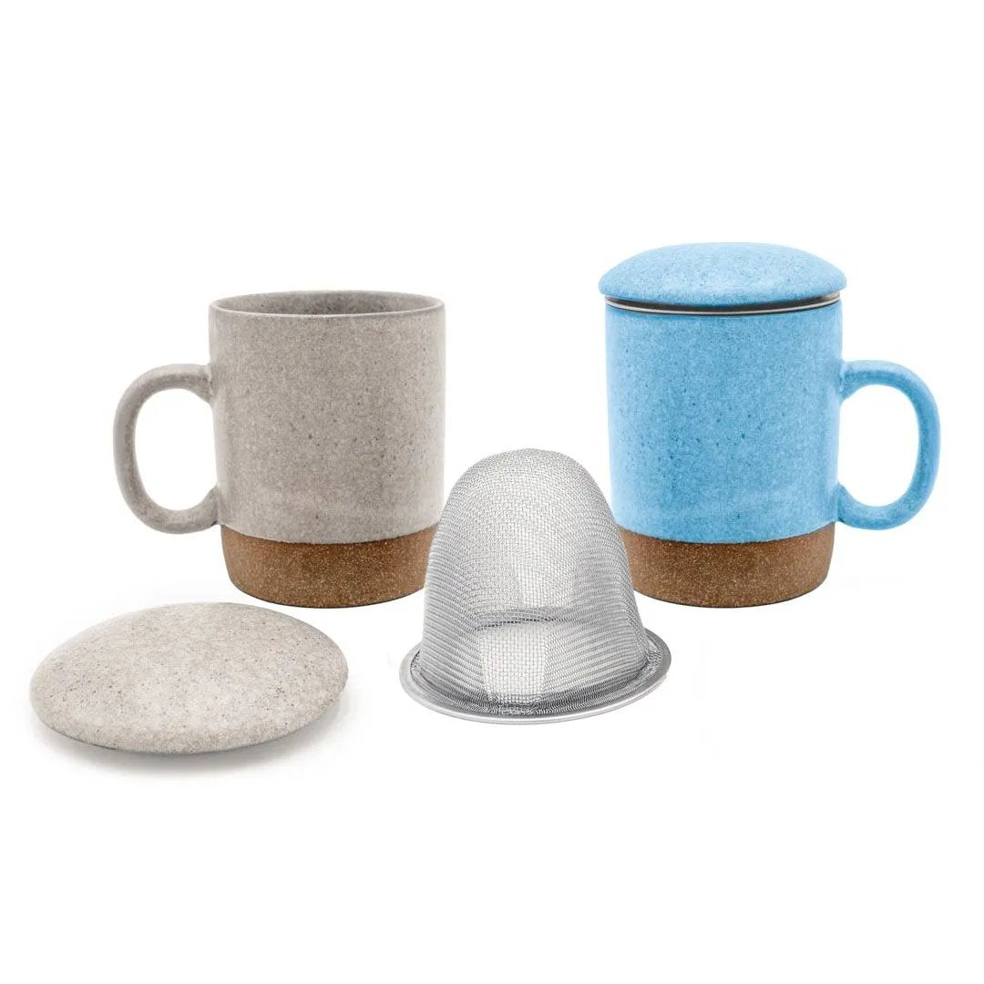 Branded Matte Blue & White Glaze Tea Mug Infusers