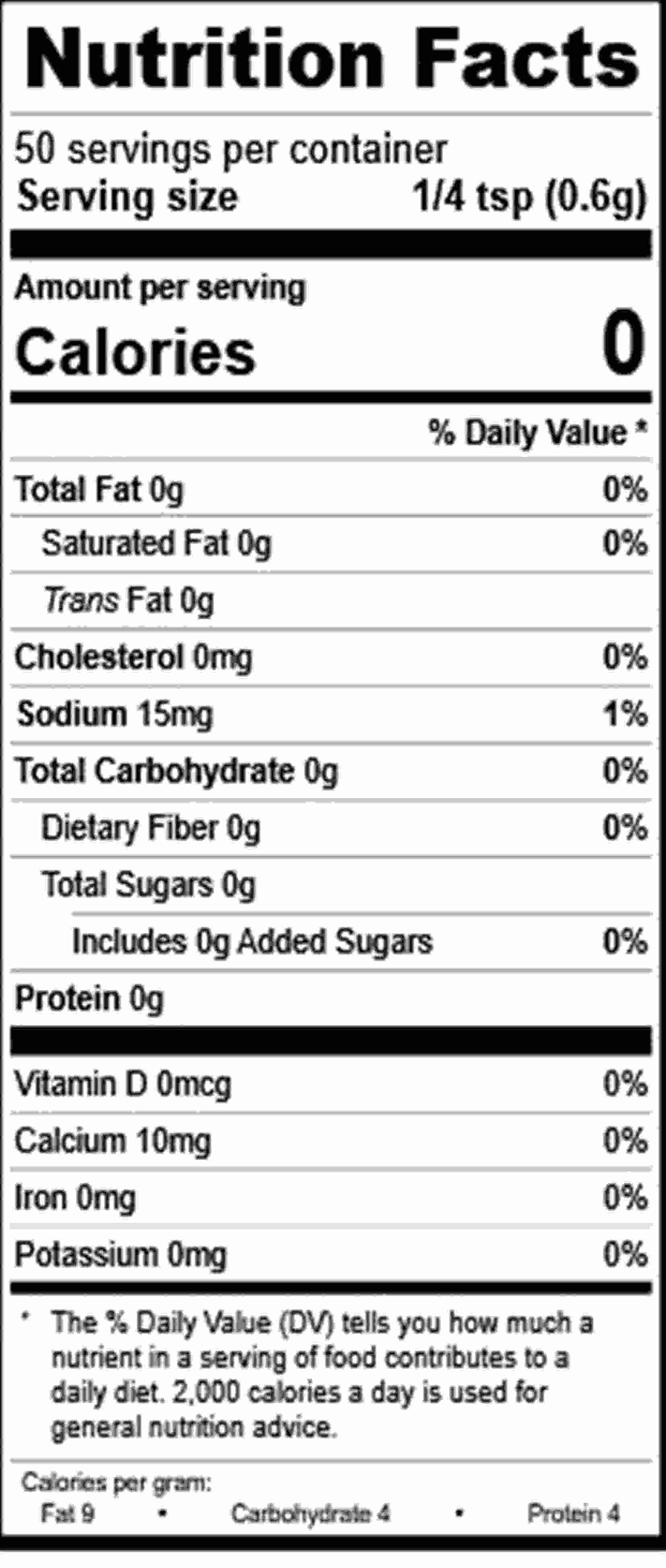 Cacio e Pepe Spice Blend nutrition facts panel