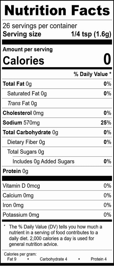 Celery Seasoning Sea Salt nutrition facts