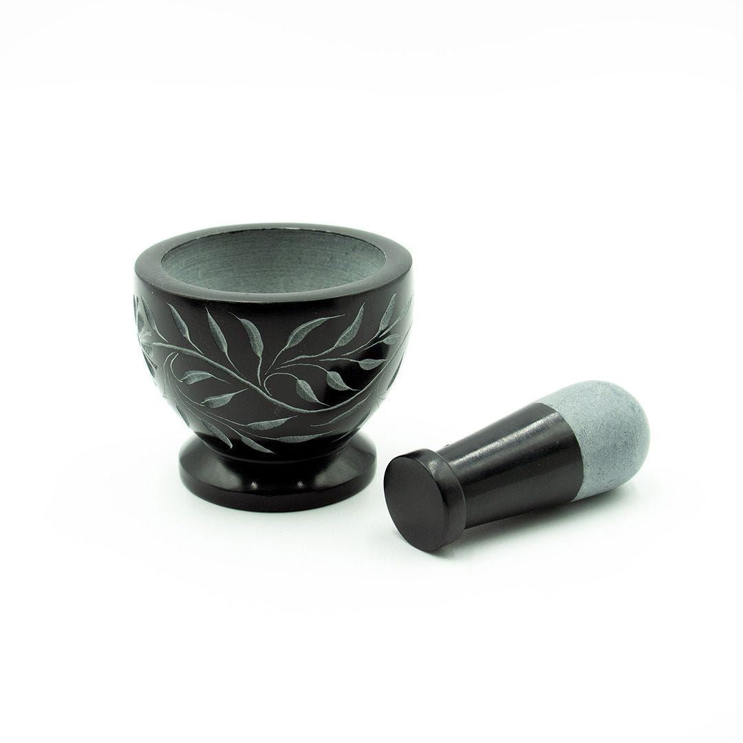 Daisy Soapstone Pedestal Mortar & Pestle - view 3