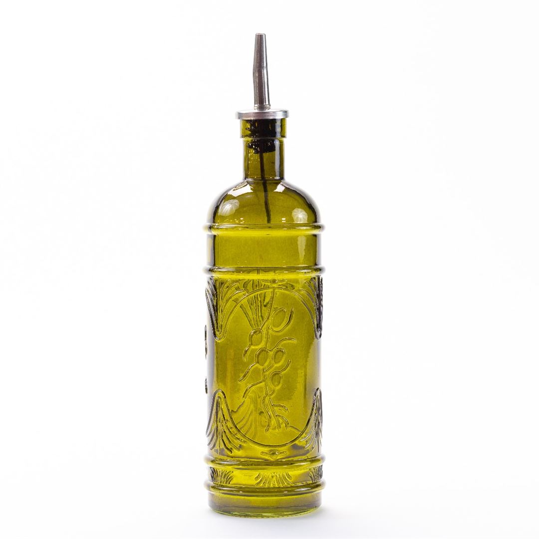 Olive Glass Oil Jar