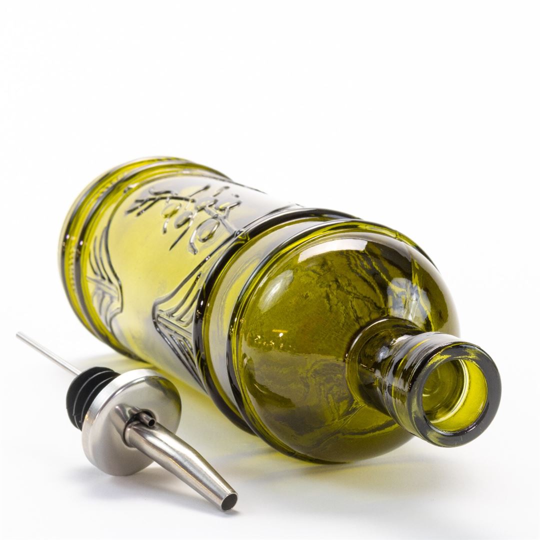 Olive Glass Oil Jar