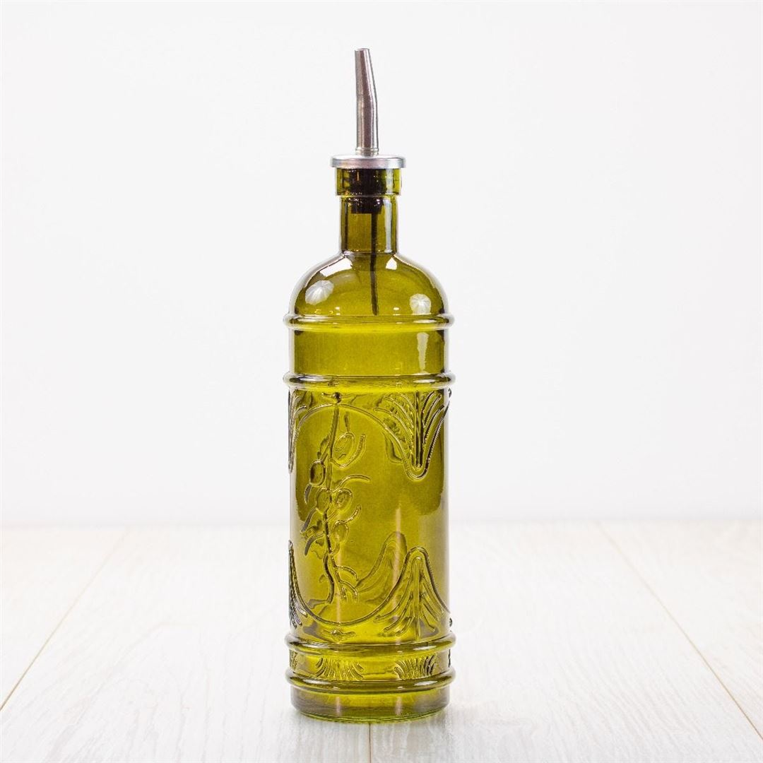 Olive Glass Oil Jar