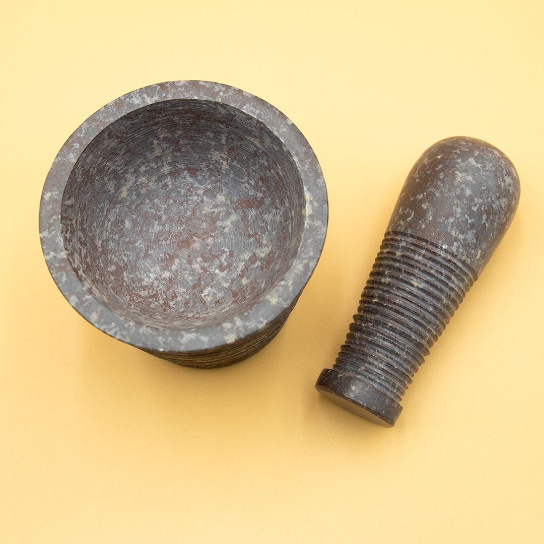 Grooved Soapstone Mortar & Pestle - view 1