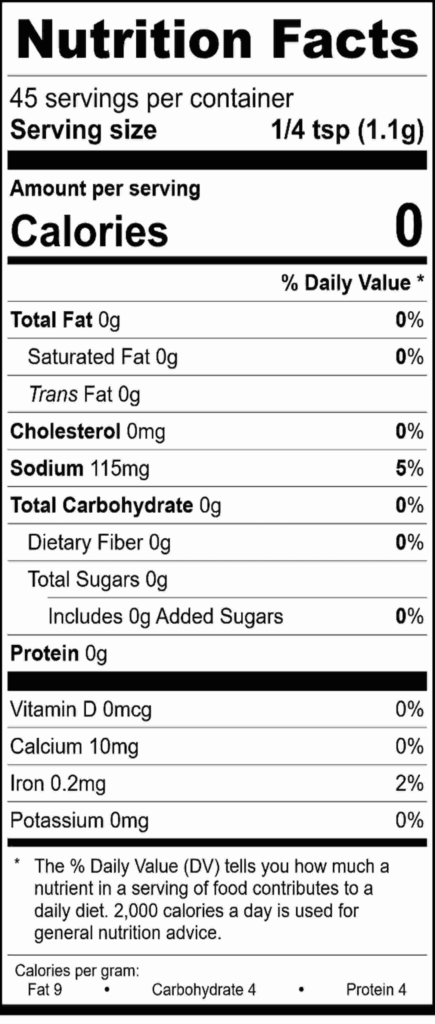 Low Country Boil Spice Blend nutrition facts