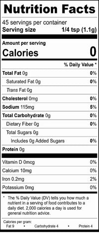 Low Country Boil Spice Blend nutrition facts