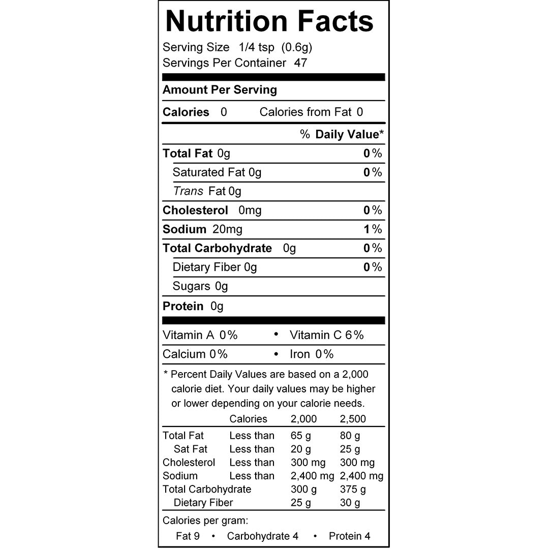 Mariner's Chowder Spice Blend nutrition facts