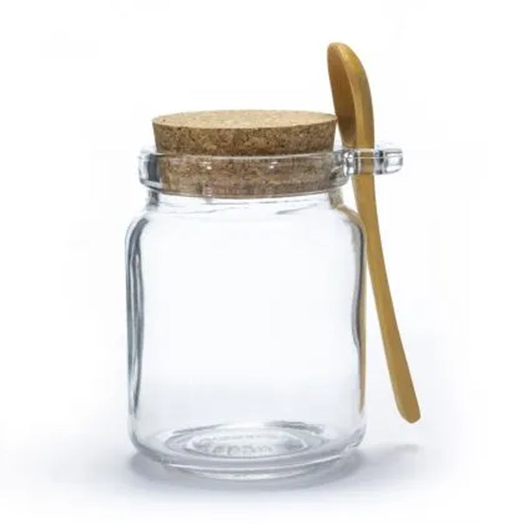 Round Glass Jar with Cork & Spoon - view 3